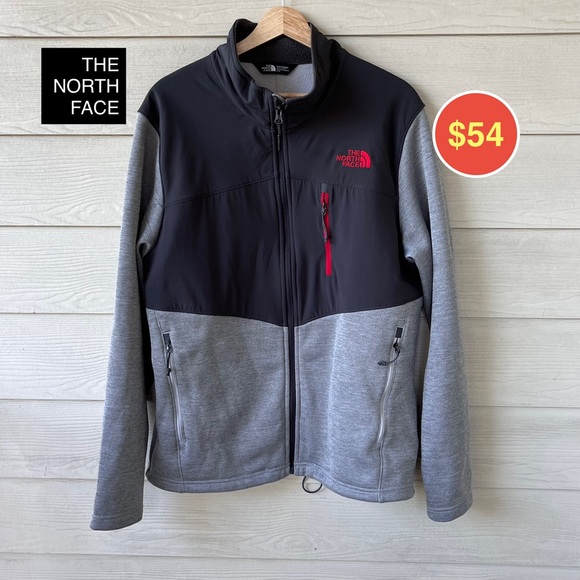 The North Face Apex Bionic Softshell Jacket Men’s Large Gray/Black Red Logo - Picture 1 of 9